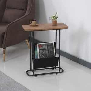 Mesa auxiliar Bov 64 x 55 x 24 cm Negro / aspecto nogal [en.casa]