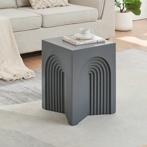Mesa auxiliar Elverumn diseño arqueado MDF 45x35x35 cm - mate [en.casa]