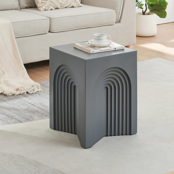 Mesa auxiliar Elverumn diseño arqueado MDF 45x35x35 cm - mate [en.casa]