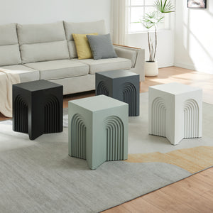 Mesa auxiliar Elverumn diseño arqueado MDF 45x35x35 cm - mate [en.casa]
