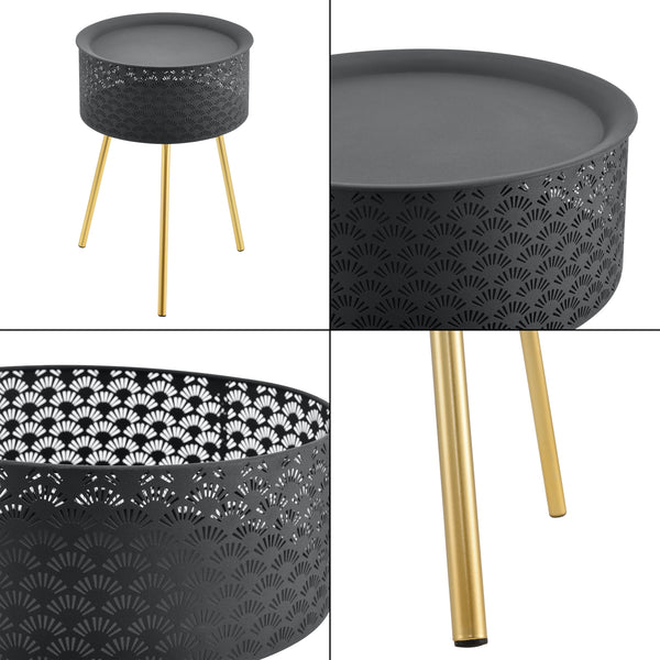Mesa auxiliar Forshaga negro-oro varios tamaños [en.casa]