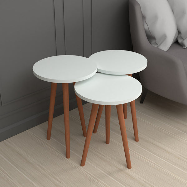 Mesa auxiliar Herrljunga en juego de 3 piezas redondas en varios colores [en.casa]