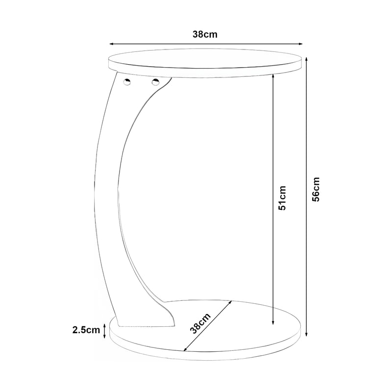 Esquema acotado Mesa auxiliar Holeby 56 x Ø 38 cm [en.casa]