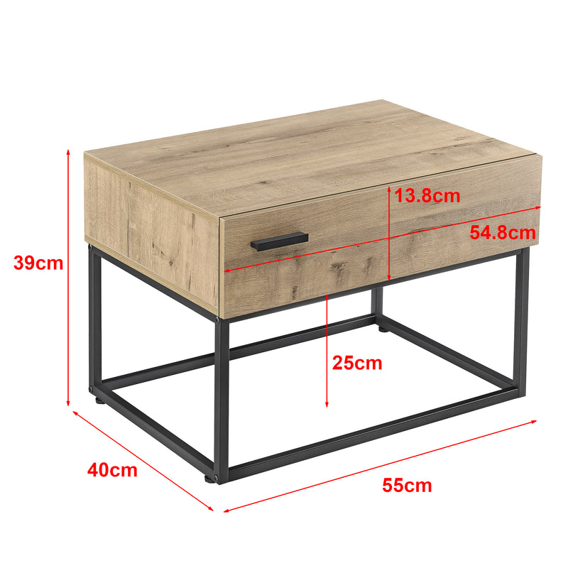 Esquema acotado Mesa auxiliar Hylte aspecto roble [en.casa]