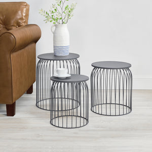 Set de 3 cestas de metal mesa auxiliar Amherst en varios colores en.casa