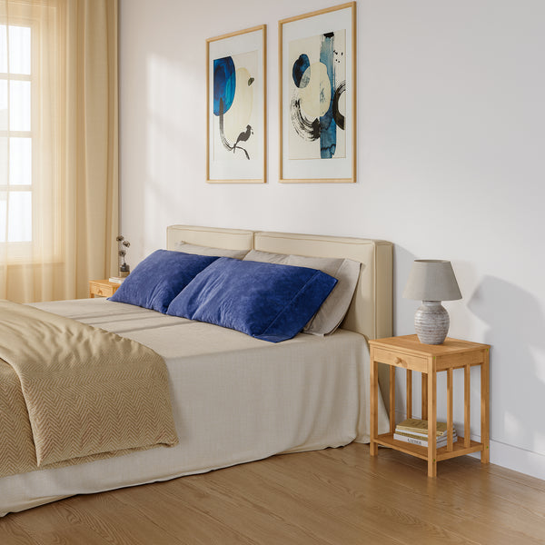1/2 Mesas de noche Ranua con cajón bambú 51x40x35 cm - Natural [en.casa] 