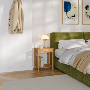 1/2 Mesas de noche Ranua con cajón bambú 51x40x35 cm - Natural [en.casa] 