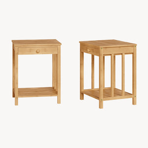 1/2 Mesas de noche Ranua con cajón bambú 51x40x35 cm - Natural [en.casa] 