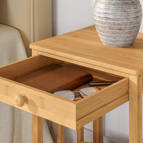 1/2 Mesas de noche Ranua con cajón bambú 51x40x35 cm - Natural [en.casa] 