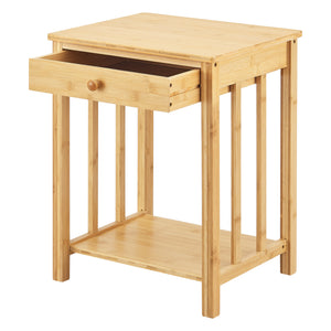 1/2 Mesas de noche Ranua con cajón bambú 51x40x35 cm - Natural [en.casa] 