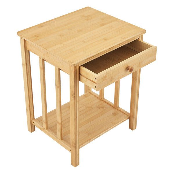 1/2 Mesas de noche Ranua con cajón bambú 51x40x35 cm - Natural [en.casa] 