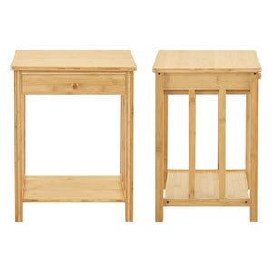 1/2 Mesas de noche Ranua con cajón bambú 51x40x35 cm - Natural [en.casa] 