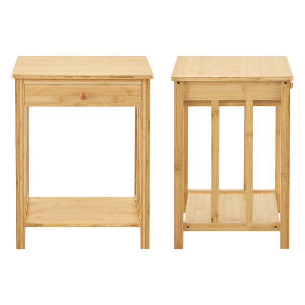 1/2 Mesas de noche Ranua con cajón bambú 51x40x35 cm - Natural [en.casa] 