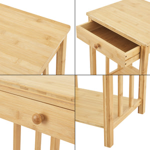 1/2 Mesas de noche Ranua con cajón bambú 51x40x35 cm - Natural [en.casa] 