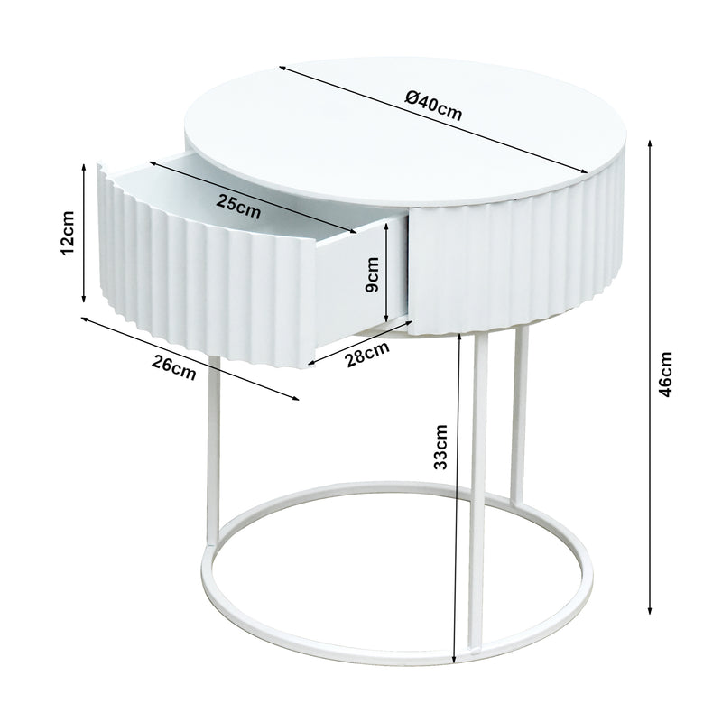 Esquema acotado Mesa auxiliar Rill con cajón [en.casa]