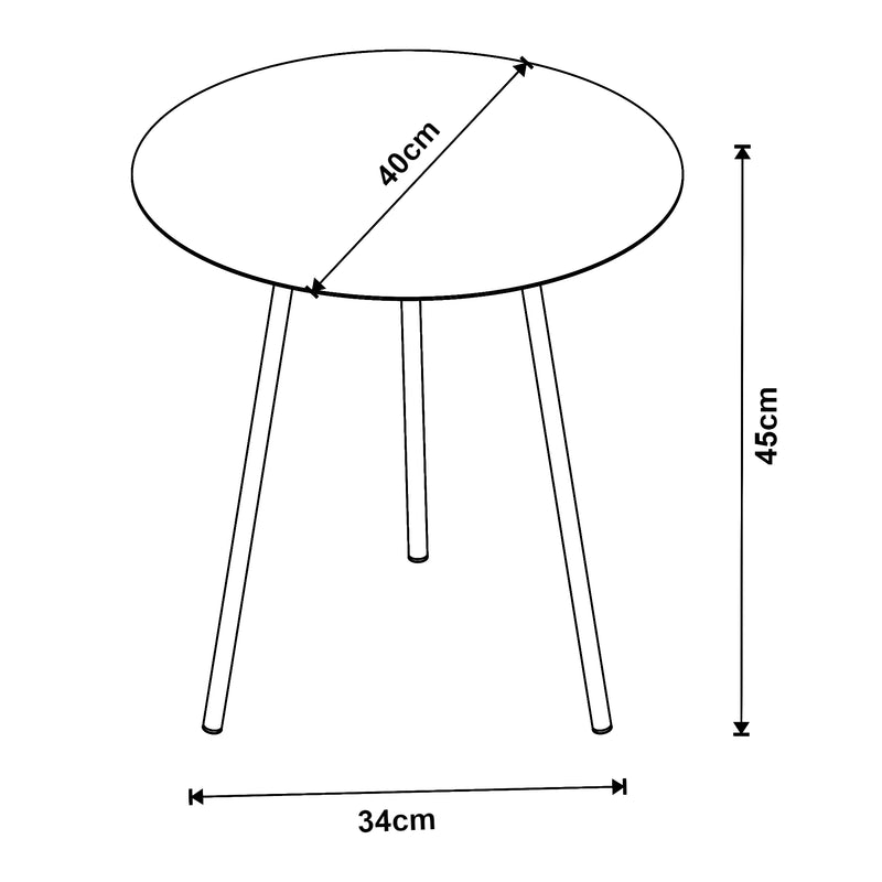 Esquema acotado Mesa auxiliar Sula de metal negro en varios tamaños [en.casa]