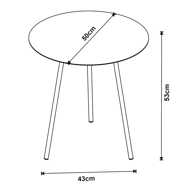 Esquema acotado Mesa auxiliar Sula de metal negro en varios tamaños [en.casa]