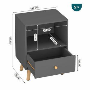 Set de 2 mesas auxiliares Sundsvall con cajón - [en.casa]