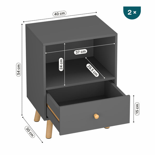 Set de 2 mesas auxiliares Sundsvall con cajón - [en.casa]