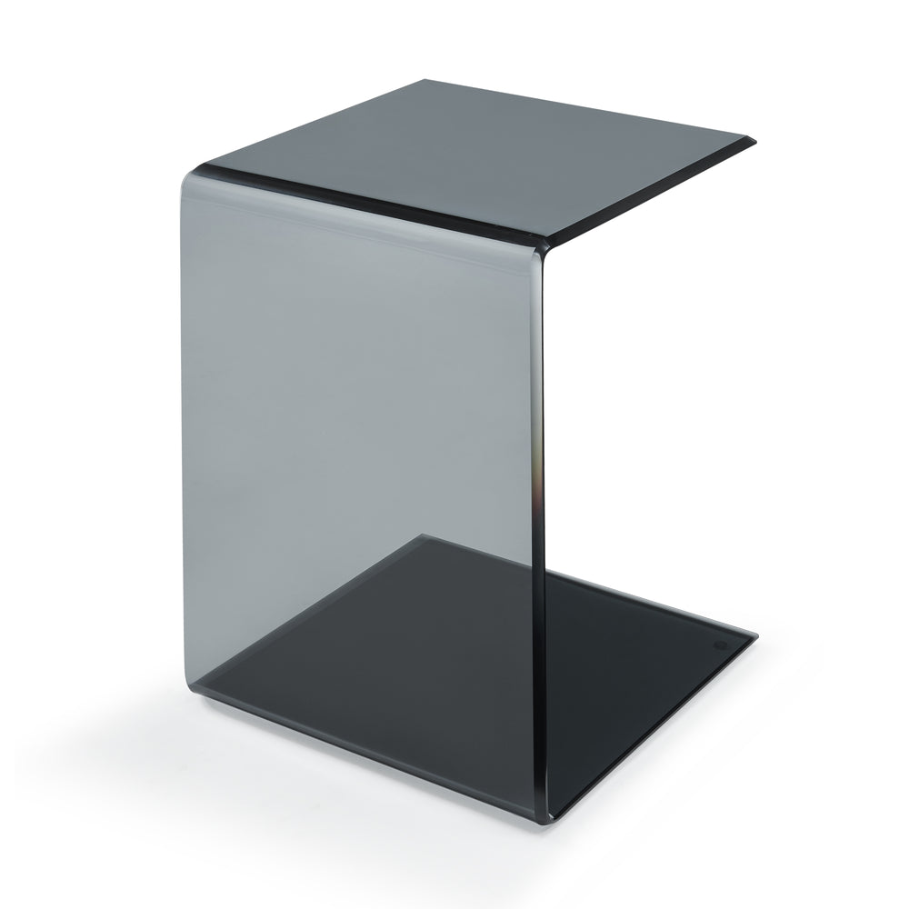 Mesa auxiliar Trölmapilu en forma de C vidrio templado 60x40x40 cm [en.casa]