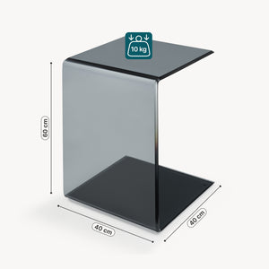 Mesa auxiliar Trölmapilu en forma de C vidrio templado 60x40x40 cm [en.casa]