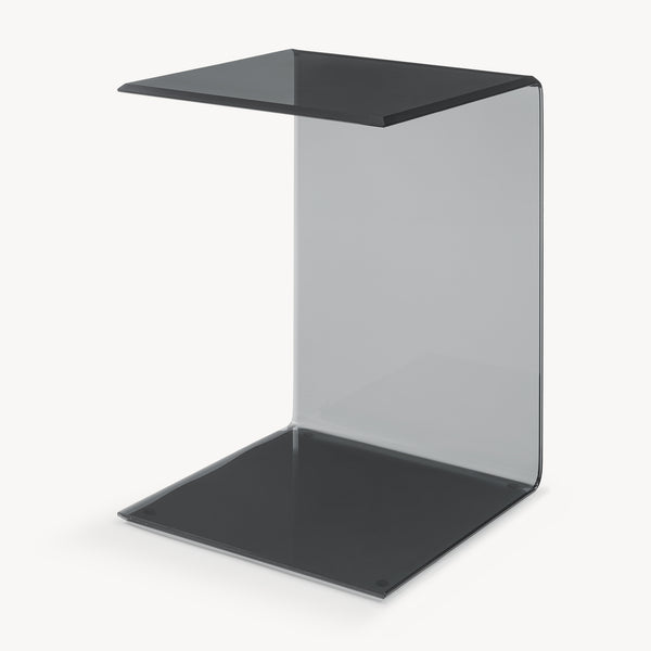 Mesa auxiliar Trölmapilu en forma de C vidrio templado 60x40x40 cm [en.casa]