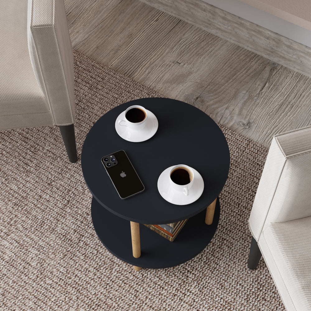 Mesa auxiliar Ves con estante 49xØ42 cm - [en.casa]