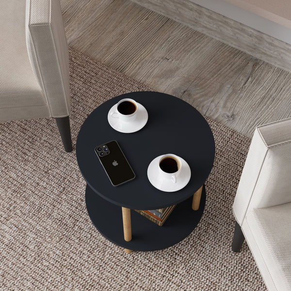 Mesa auxiliar Ves con estante 49xØ42 cm - [en.casa]
