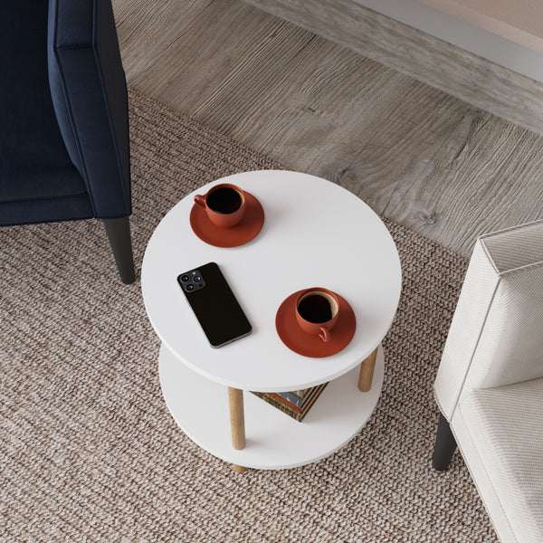 Mesa auxiliar Ves con estante 49xØ42 cm - [en.casa]