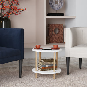 Mesa auxiliar Ves con estante 49xØ42 cm - [en.casa]