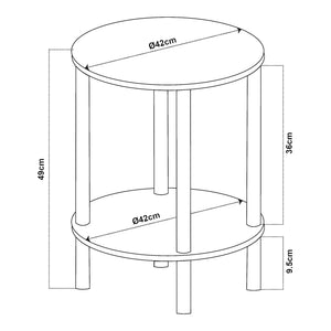 Mesa auxiliar Ves con estante 49xØ42 cm - [en.casa]