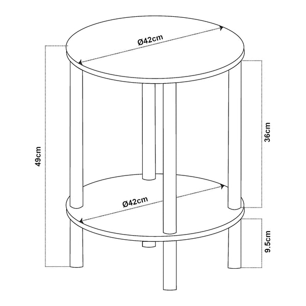 Mesa auxiliar Ves con estante 49xØ42 cm - [en.casa]