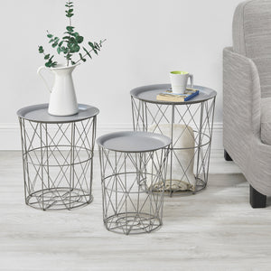 Set de 3 cestas de metal mesa auxiliar Worcester en.casa