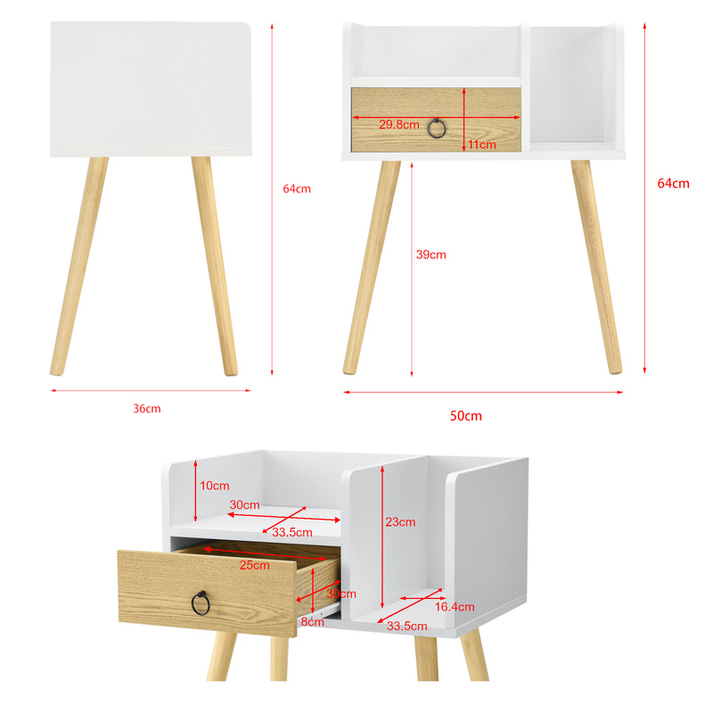Esquema acotado Mesa auxiliar Gibbston 64x50x36 cm en varios colores en.casa