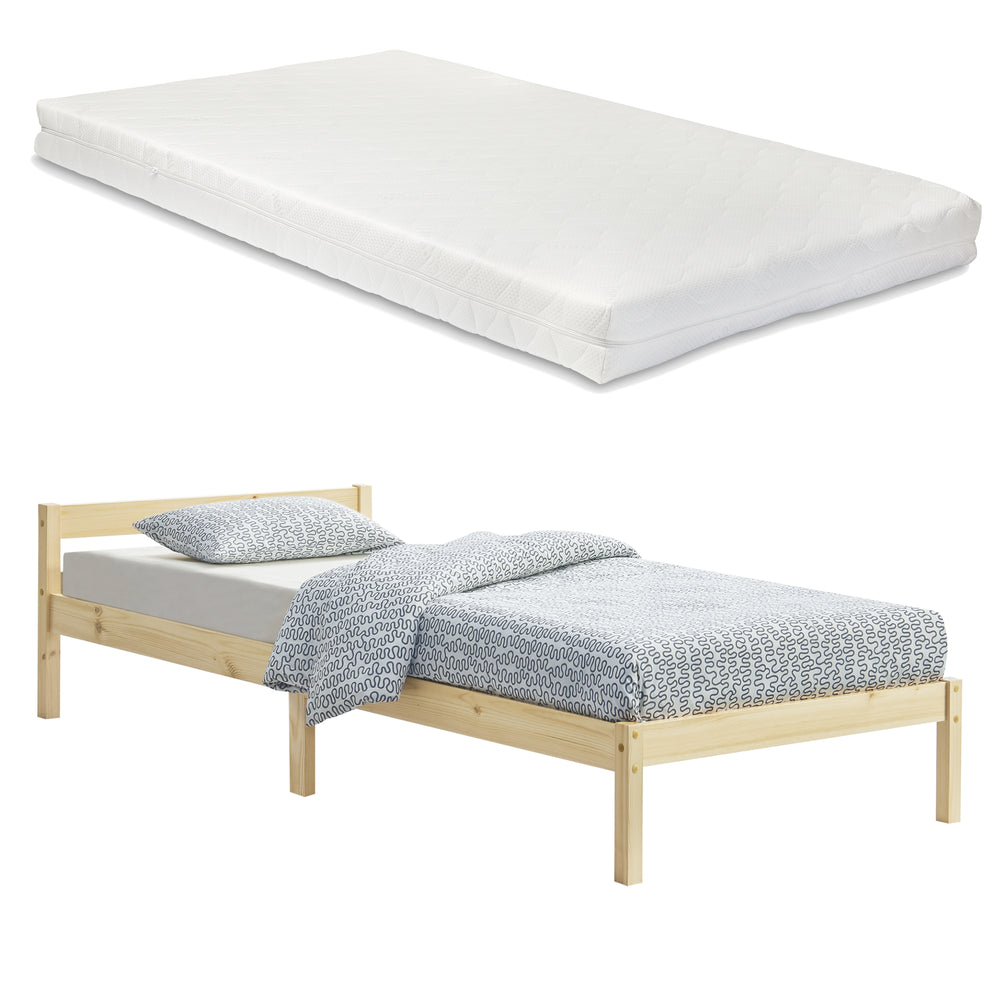 Cama de madera Nakkila varios colores y tamaños con colchón de espuma fría en.casa - premiumXL