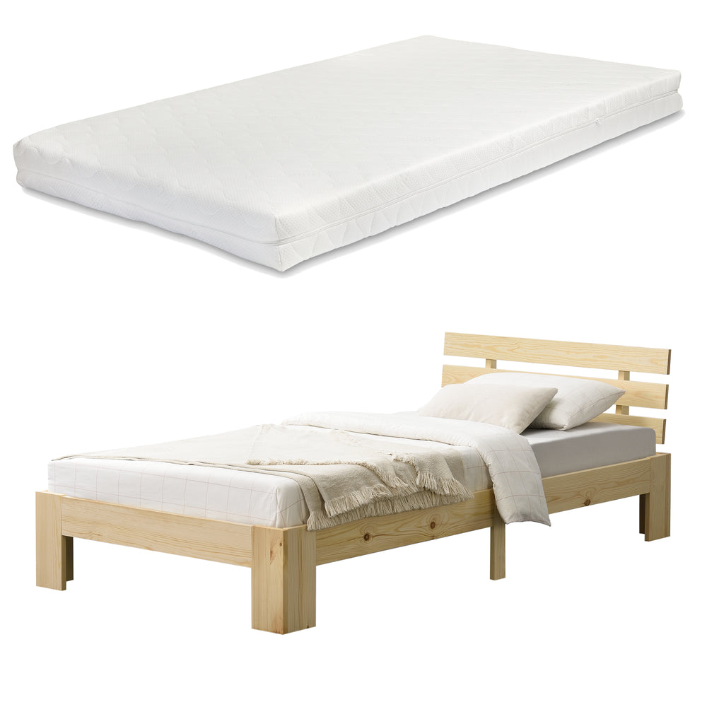 Cama de madera Nivala con colchón de espuma fría varios colores y tamaños en.casa - premiumXL