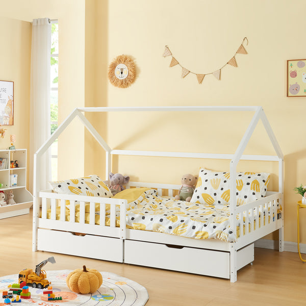 Cajón de cama Set de 2 Ydre Blanco [en.casa]