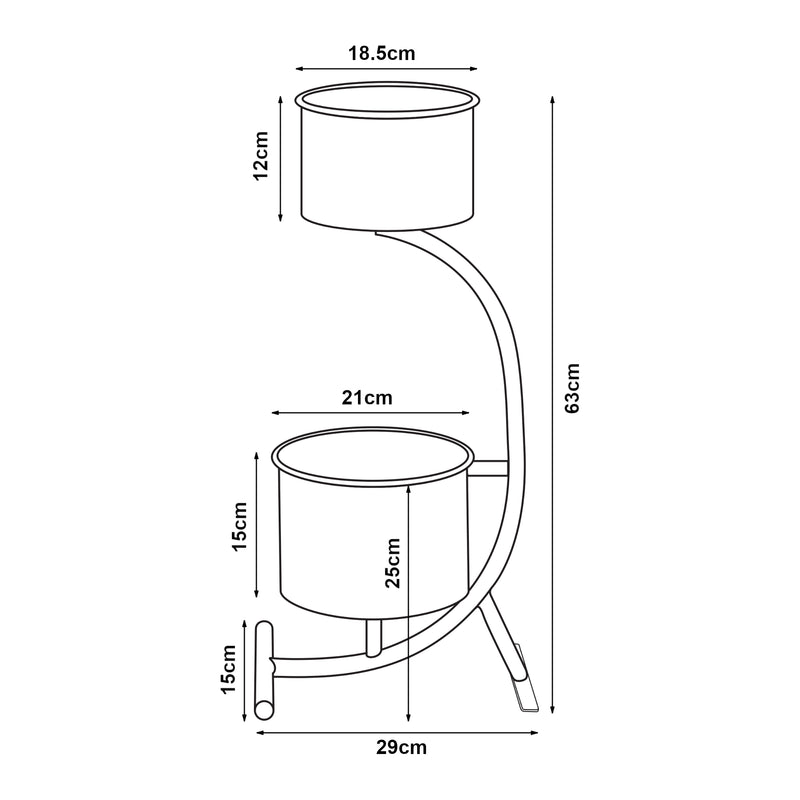 Esquema acotado Soporte para flores Almelo 63x29x21cm Metal [en.casa]