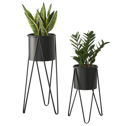 Soporte para plantas Hedera en set de 2 metal negro [en.casa] - premiumXL