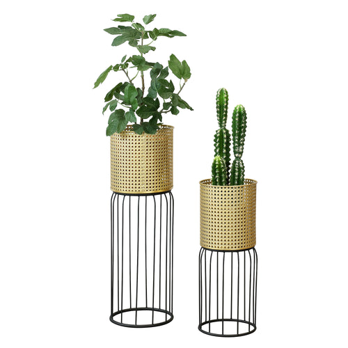 Soporte para macetas Maaseik de 2 piezas Negro-Dorado en.casa