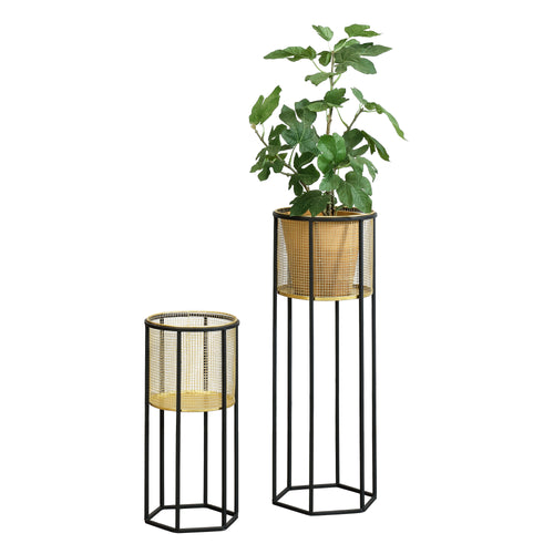 Soporte para macetas Malgedem 2 piezas Negro-Dorado en.casa