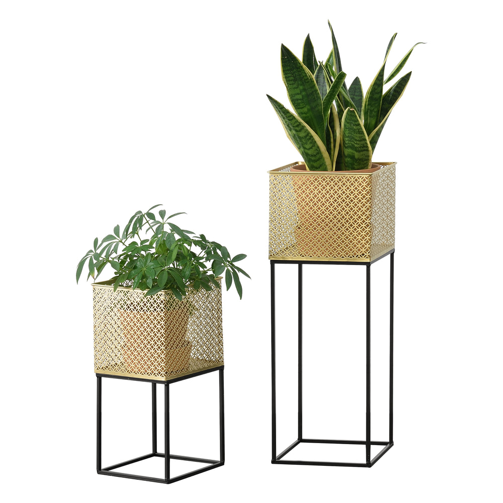 Soporte para plantas Juprelle juego de 2 dorado-negro en.casa