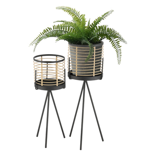 Soporte para plantas Lasne juego de 2 metal negro beige en.casa