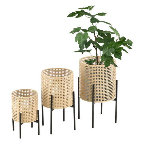 Soporte para plantas Walhain juego de 3 negro color arena en.casa