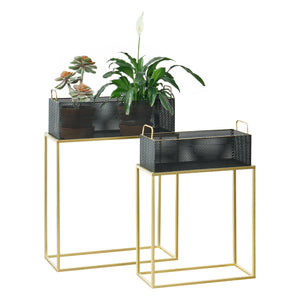 Soporte para plantas Jurbise juego de 2 piezas color latón/negro en.casa