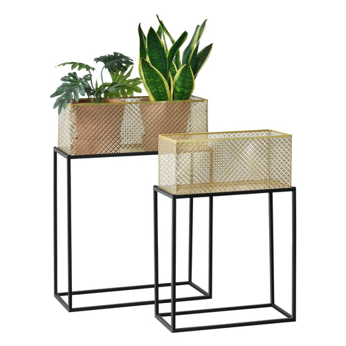 Soporte para plantas Anderlues juego de 2 negro/dorado en.casa - premiumXL