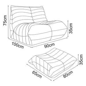 Sillón de suelo con reposapiés Kodsø 75x90x100 cm [en.casa]