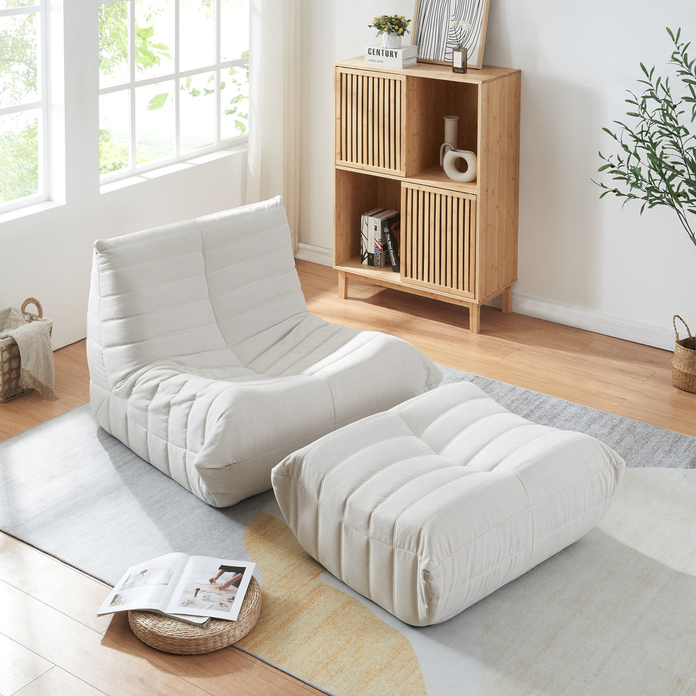 Sillón de suelo con reposapiés Kodsø 75x90x100 cm [en.casa]