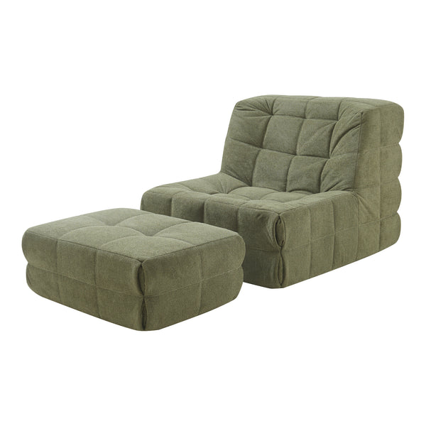 Sillón de suelo con reposapiés Koskyvn textil [en.casa]