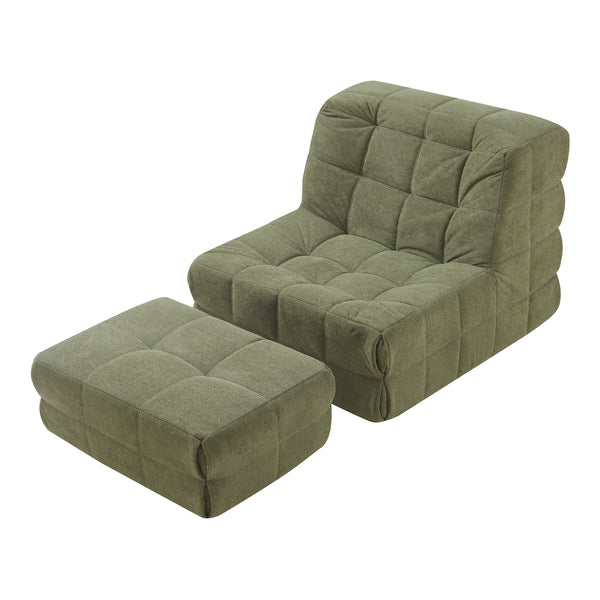 Sillón de suelo con reposapiés Koskyvn textil [en.casa]